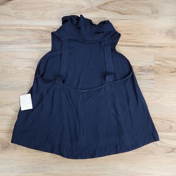 🔹️NWT Free People Blue Rayon Cowl Neck Open Back Sleeveless Top Large - Picture 5 of 11